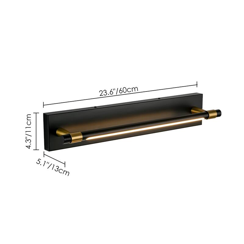 1-Light Modern Black/Gold Rotatable Linear LED Bathroom Vanity Light
