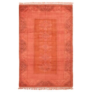 ECARPETGALLERY Hand-knotted Color Transition Salmon Wool Rug - 6'4 x 9'8