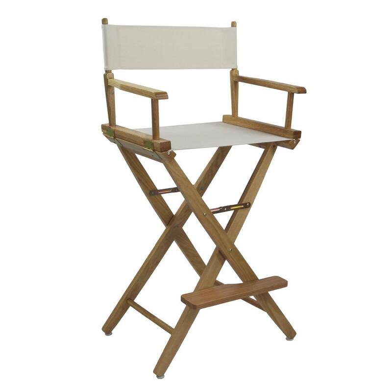 American Trails Extra-Wide 30-inch Premium American Oak Bar-Height Directors Chair - natural frame/ natural canvas