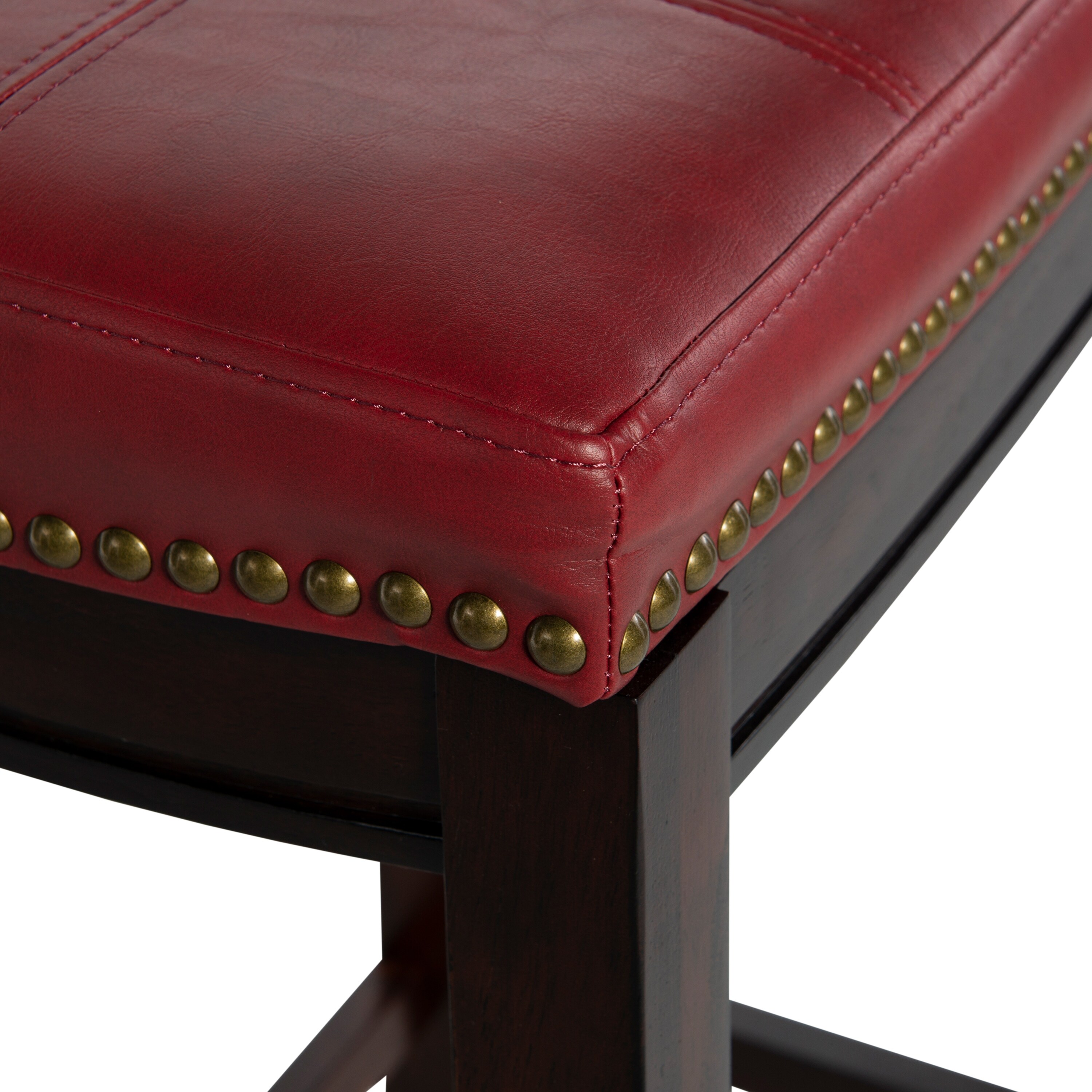 Shop Linon Backless Bar Stool With Red Vinyl Seat Overstock