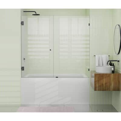 Glass Warehouse 58.25" x 56" Frameless Shower Bath Door - Wall Hinge