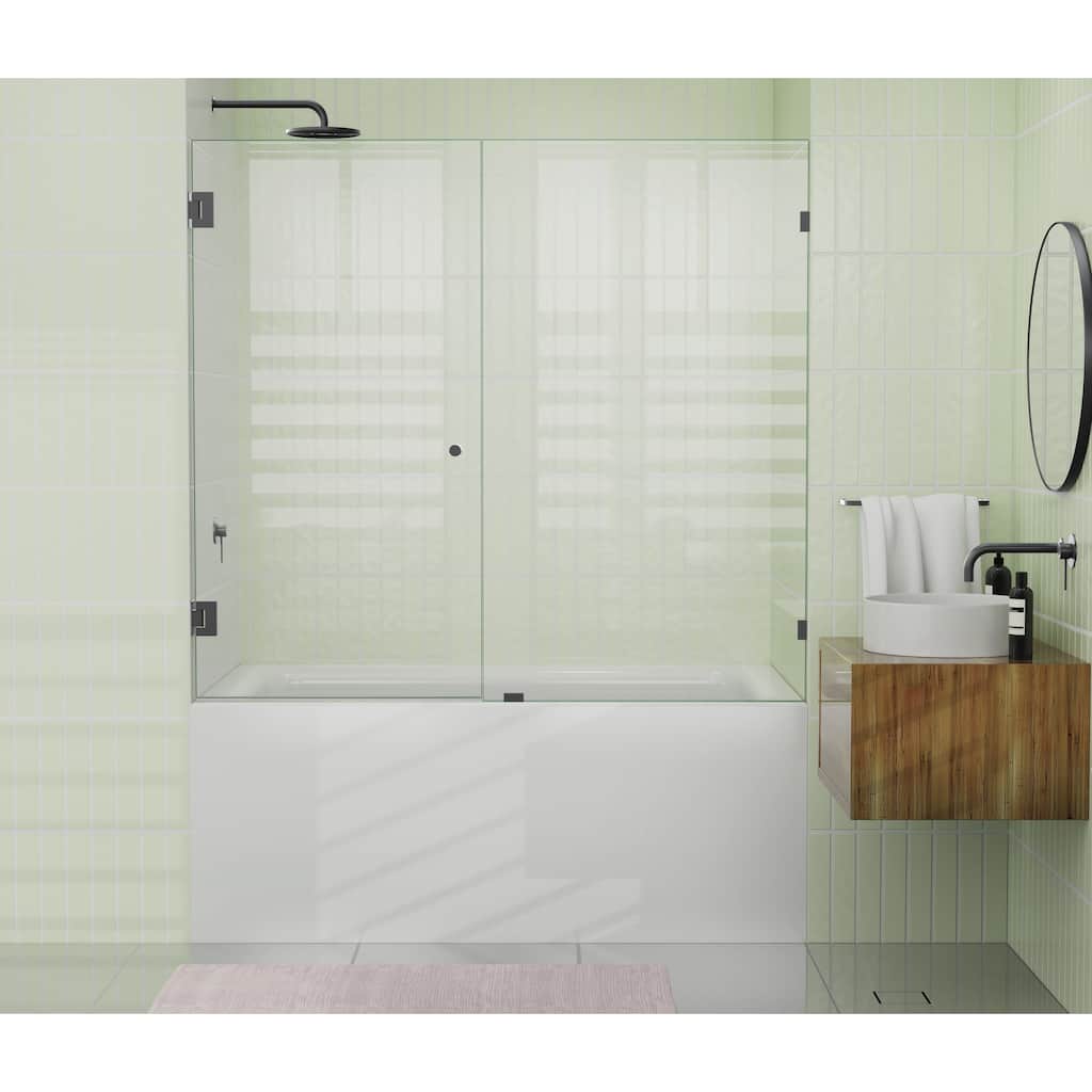 Glass Warehouse 58.25" x 57" Frameless Shower Bath Door - Wall Hinge