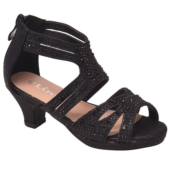 little girls black sandals