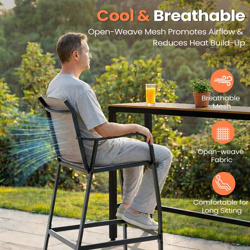 Pellebant Outdoor Bar Height Barstools Patio Bar Stools Chairs - 22.5 " D x 21.3 " W x 44 " H
