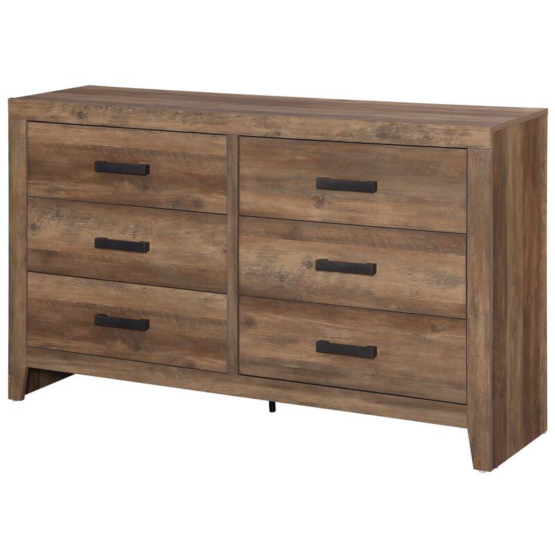 WAMPAT 6-Drawer Farmhouse Dresser - Wood Storage Chest for Bedroom & Hallway