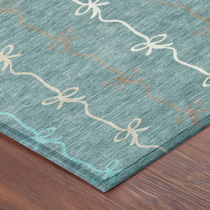 Machine Washable Indoor/ Outdoor Modern Bow Stripe Chantille Rug