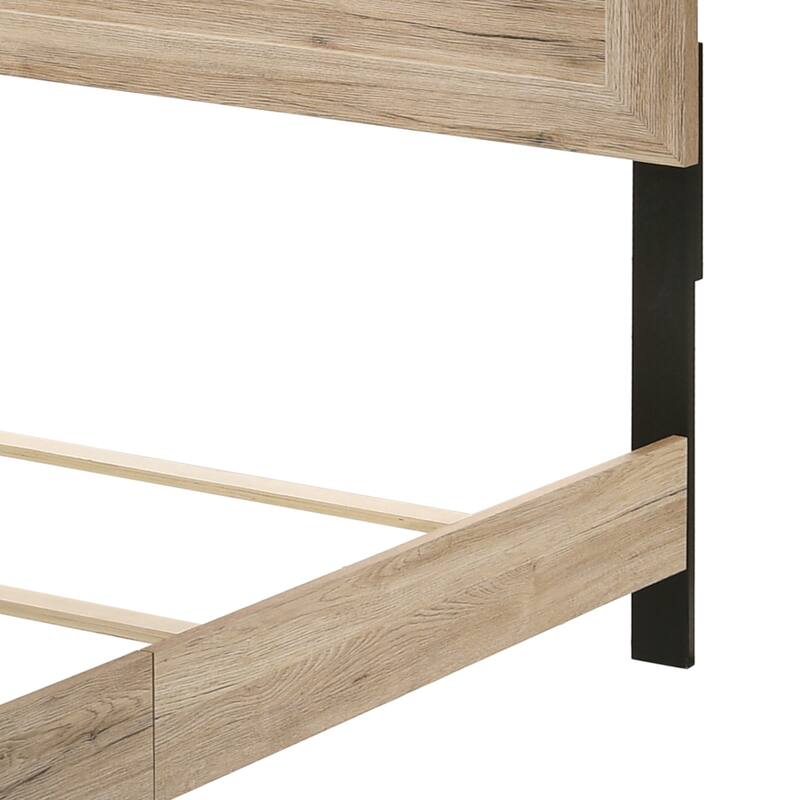 Queen Size Wood Panel Bed Frame with Tapered Legs and Box Spring Required