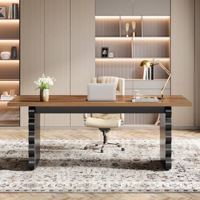63-Inch Modern Executive Desk, Wooden Office Computer Desk