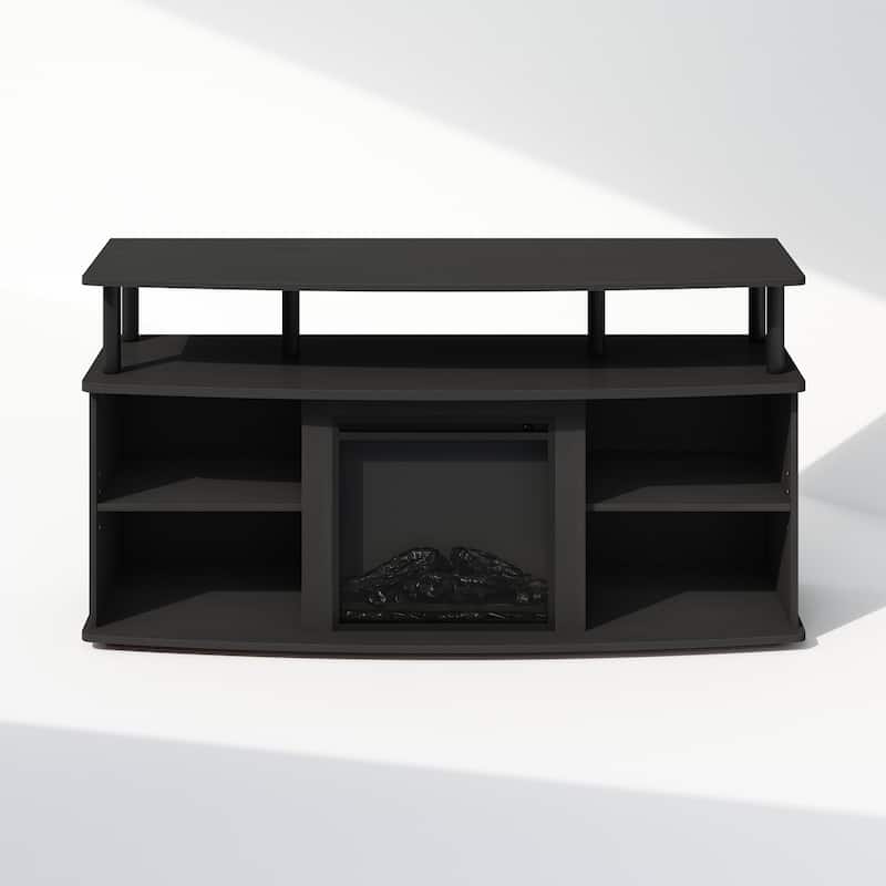 Furinno Jensen No Heat Decorative Electric Fireplace TV Stand for TV up to 55 Inch with Open Shelving Storage - Americano