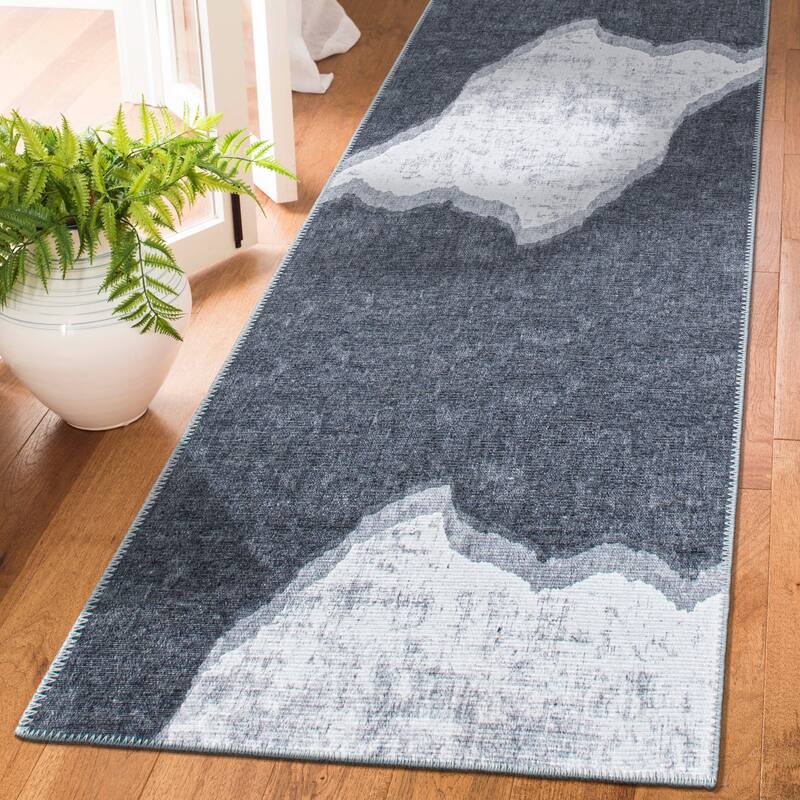 Contemporary Modern Abstract Machine Washable Area Rug - 2' 6" x 10' - Runner