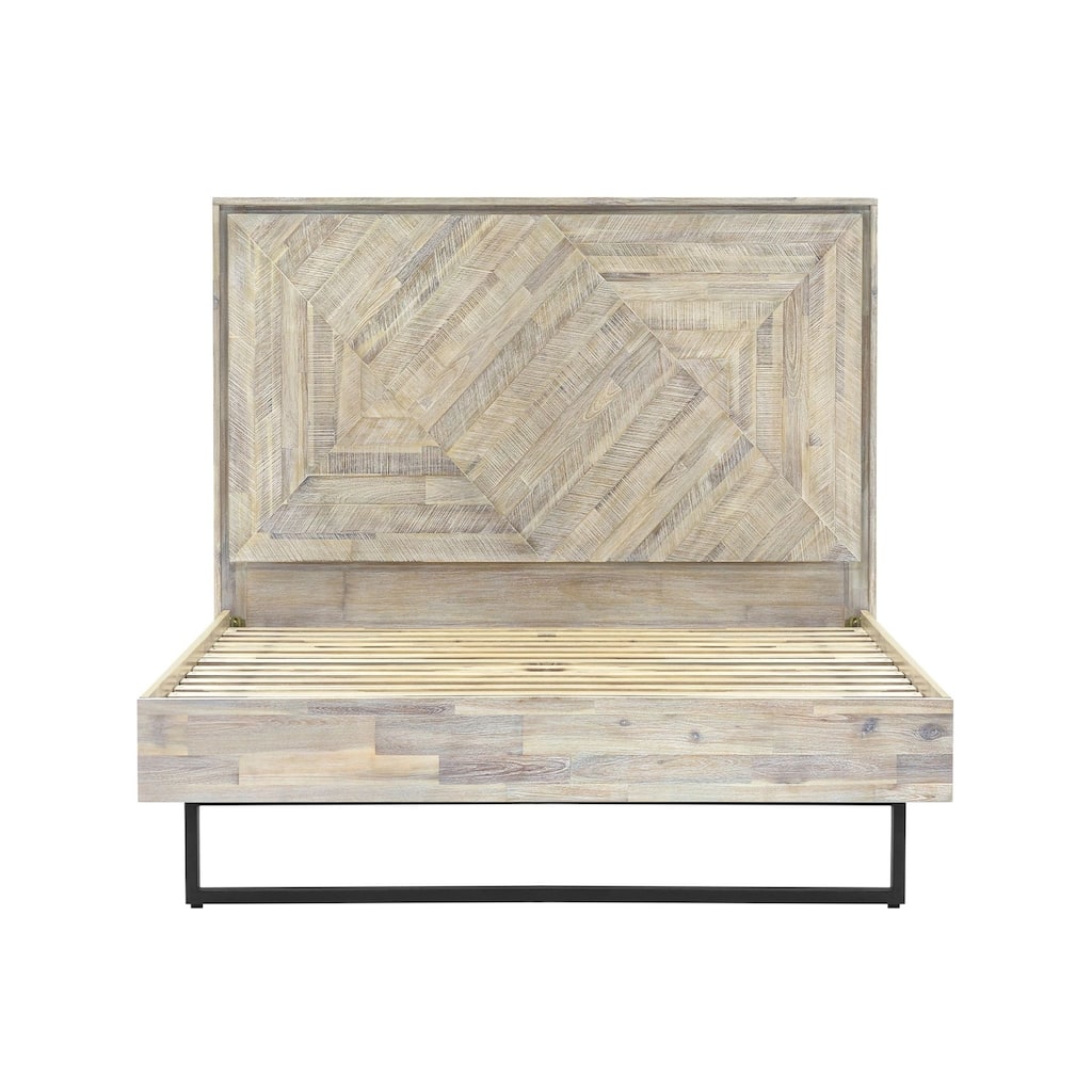 Victorian Platform Bed Frame - Natural Acacia Wood Bed - Modern Bedroom Furniture