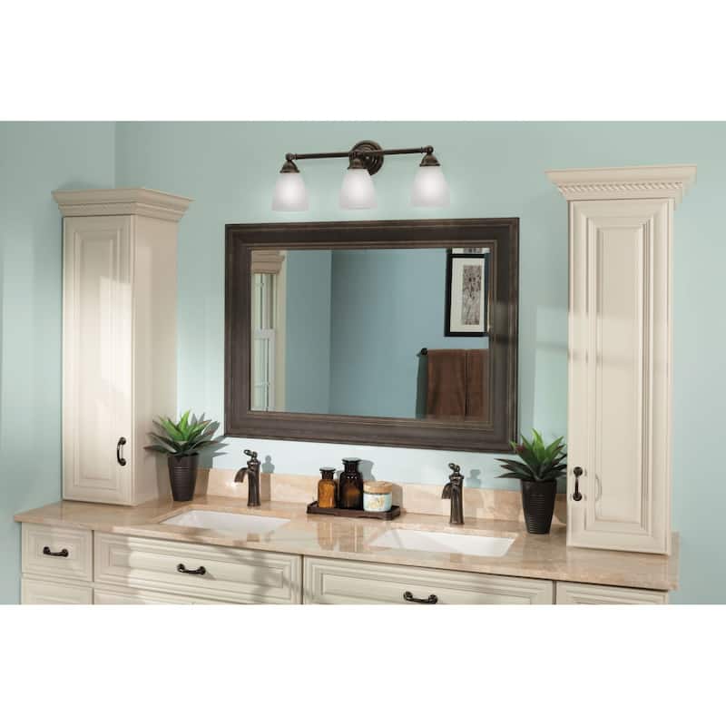 Moen 3 Light Bathroom Vanity Light with Frosted Shades from the
