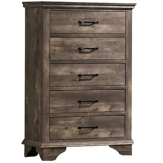 Fiza 52 Inch Tall Dresser Chest, 5 Gliding Drawers, Rustic Gray Solid ...