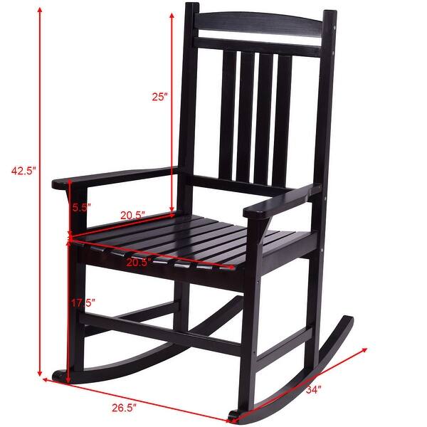 Shop Costway Set Of 2 Wood Rocking Chair Porch Rocker Indoor Outdoor Patio Furniture Black Overstock 21225949