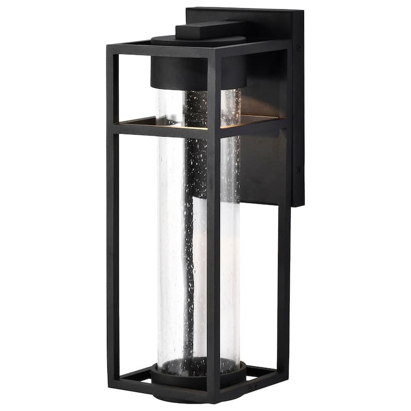 Nuvo Lighting 62/1611 Ledges 16" Tall LED Outdoor Wall Sconce - Matte Black / Clear Seeded