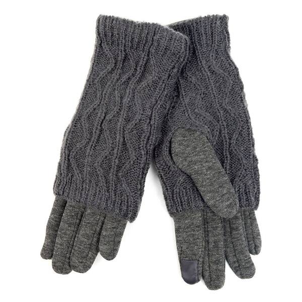 Shop Women S Dark Grey Double Layer Knitted Touch Screen Winter