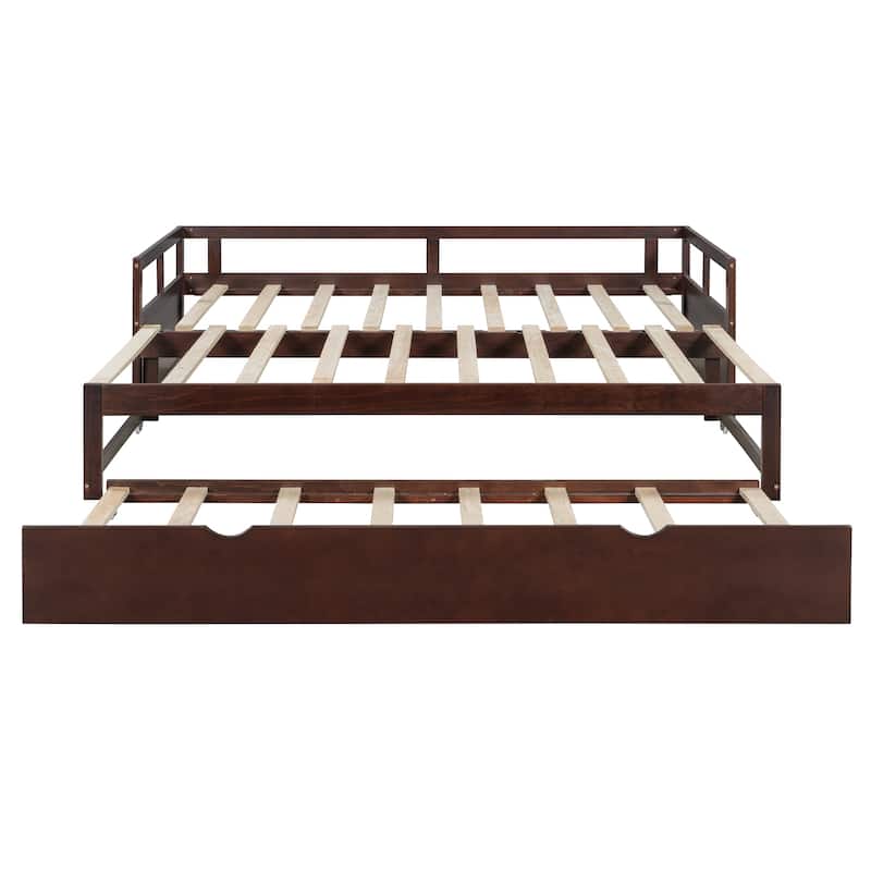 Wooden Daybed with Pull-Out Trundle, Expandable from Twin to King