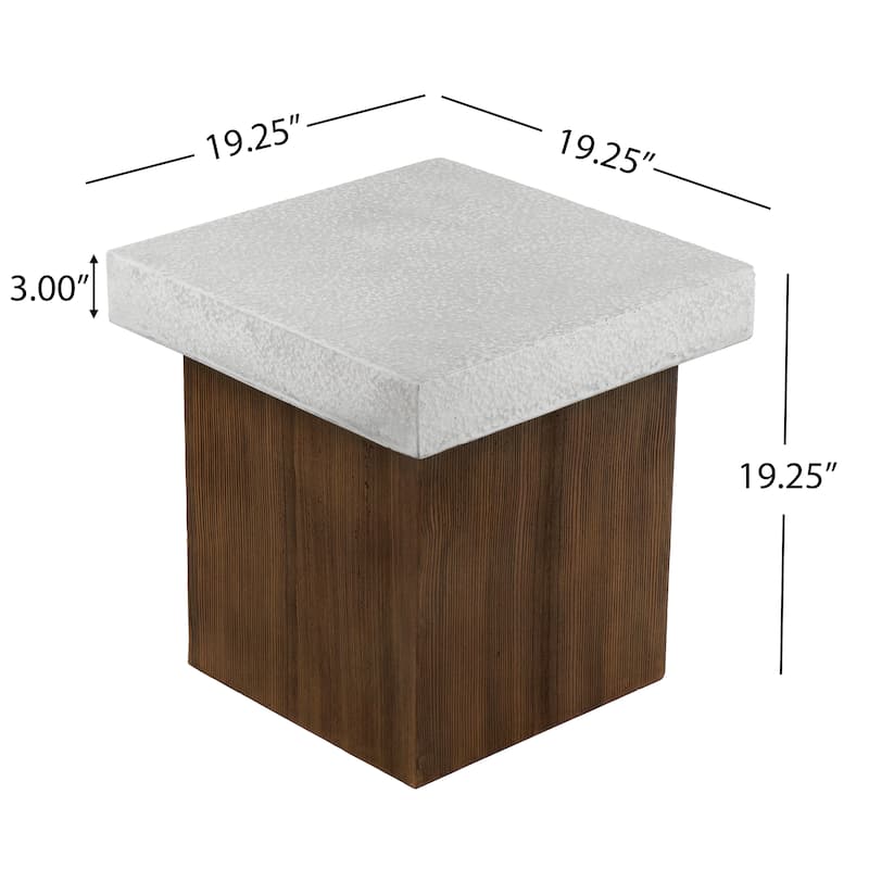 Vintage Wash Square End Table - Distressed White Top On Reclaimed Oak Base‌