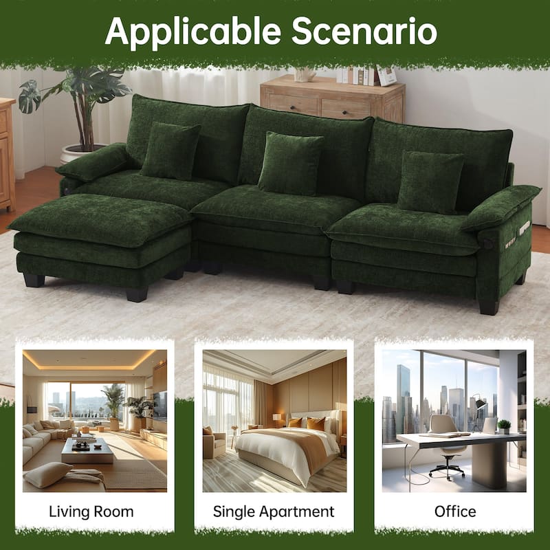 Modular Sectional Sofa Set Convertible Sectional Sleeper Sofa with Chaise for Apartment
