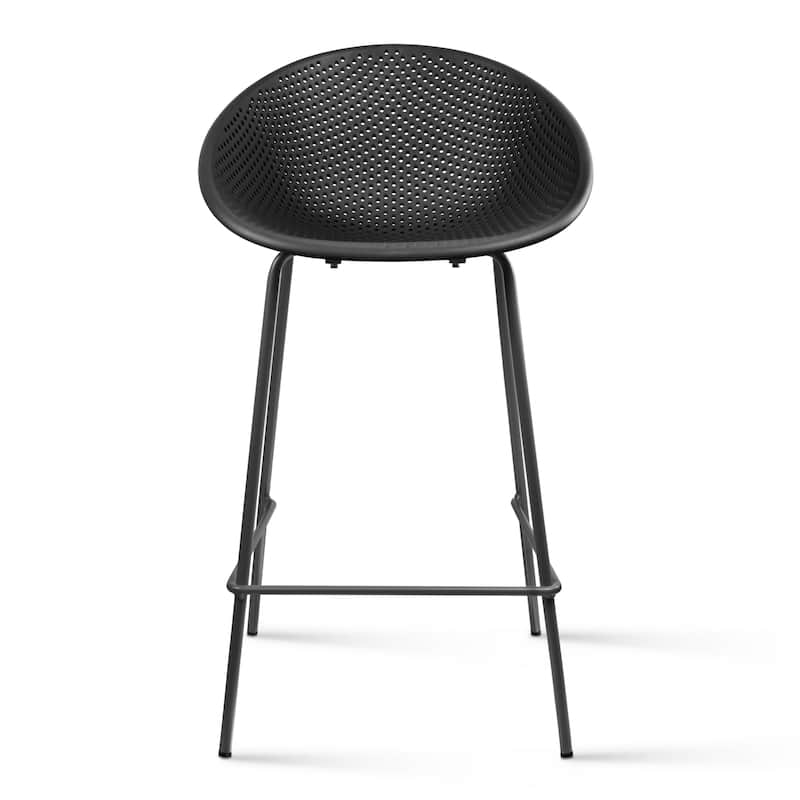 Counter height Bar Stools For Kitchen Egg Shaped Oval Seat Circle Dots Round Pattern for Indoor Outdoor Use - N/A - Black