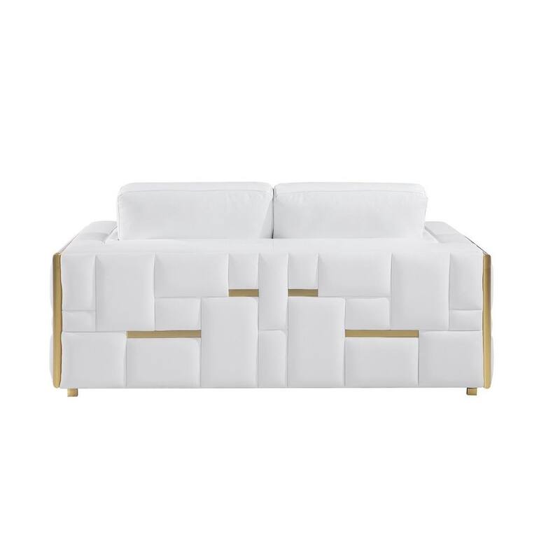 HomeRoots White Top Grain Leather Five Person Seating Set