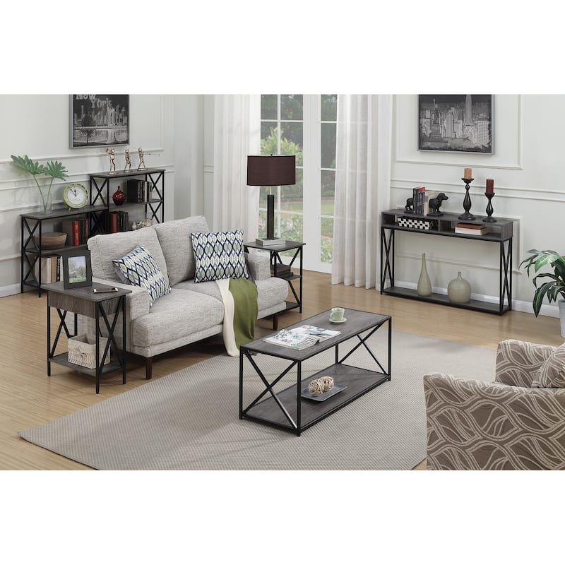 Flip Top End Table with Charging Station - Modern Side Table with USB & Storage - HomeStock Lakeside Living - 24