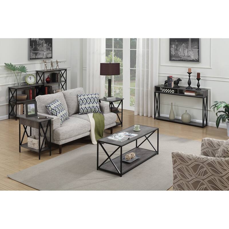 Flip Top End Table with USB Charging Station & Shelf - Modern Side Table for Living Room, Bedroom, Office - HomeStock - 24