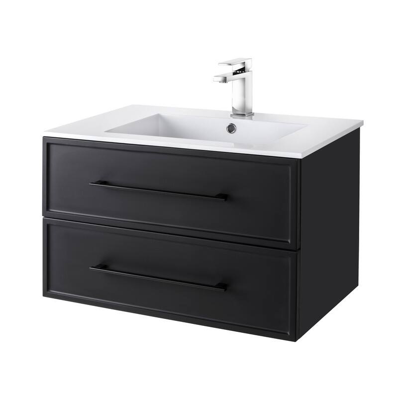 Milano Collection 30" Wall Mount Modern Shaker Bathroom Vanity with Sink and Drawers