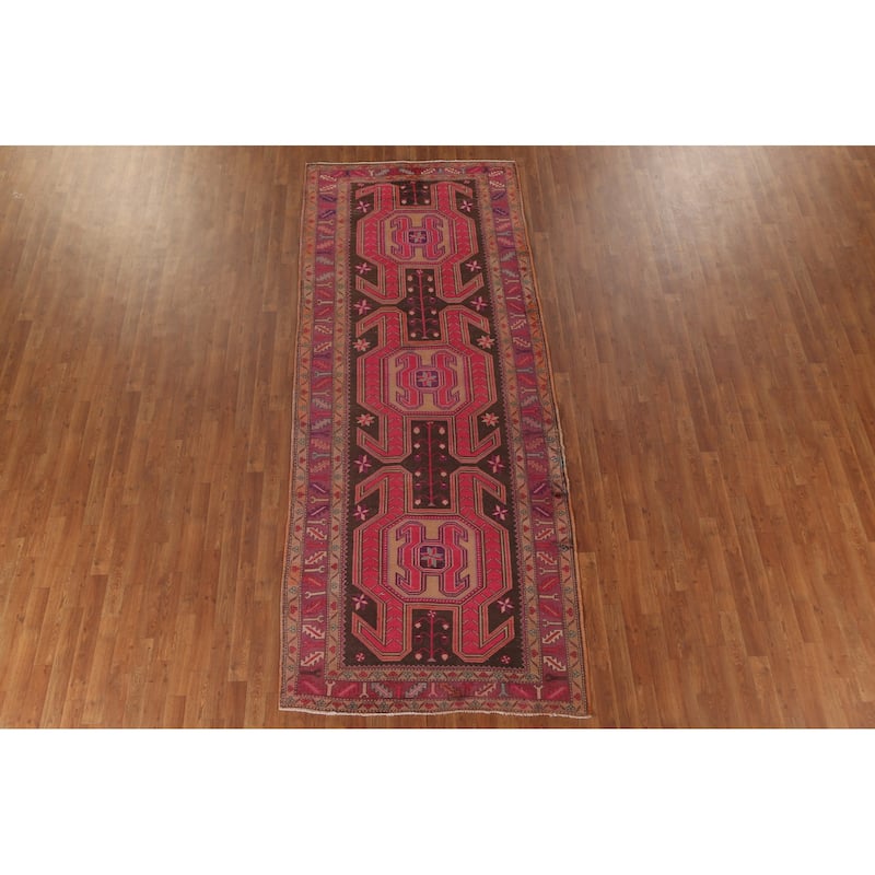 Over Dyed Meshkin Persian Vintage Runner Rug Handmade Wool Carpet - 4'5"x 10'11"