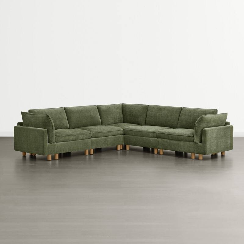 Spruce & Spring Modular Cloud Couch Sofa with Wood Legs for Living Room