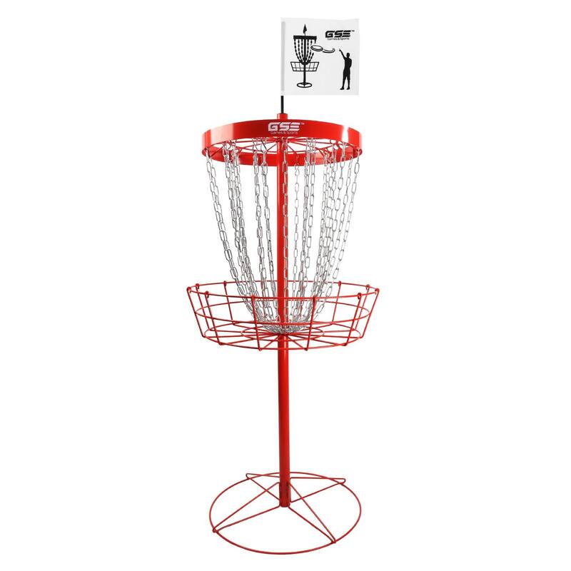 GSE™ Deluxe Portable 24-Chain Disc Golf Targets Basket, PRO Disc Golf Practice Goal Baskets - Red