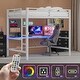 preview thumbnail 24 of 64, Gaming Loft Bed with RGB LED Light & USB Charge Station, Metal Loft Bed Frame w/Built-in Desk & Full-Length Guardrails