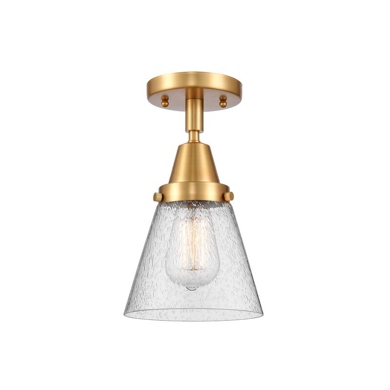 Innovations Lighting Caden Cone - 1 Light 6" Flush Mount - Satin Gold/Seedy