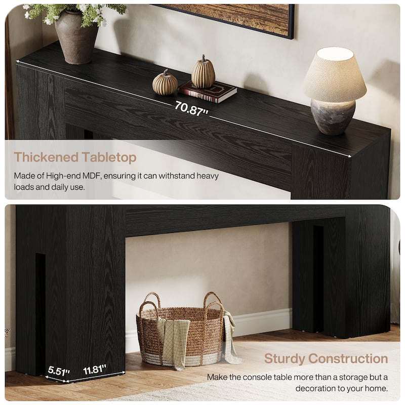 71-Inch Long Console Table for Entryway, Living Room, Rustic Brown - 70.86" L x 13.78" W x 32.3" H