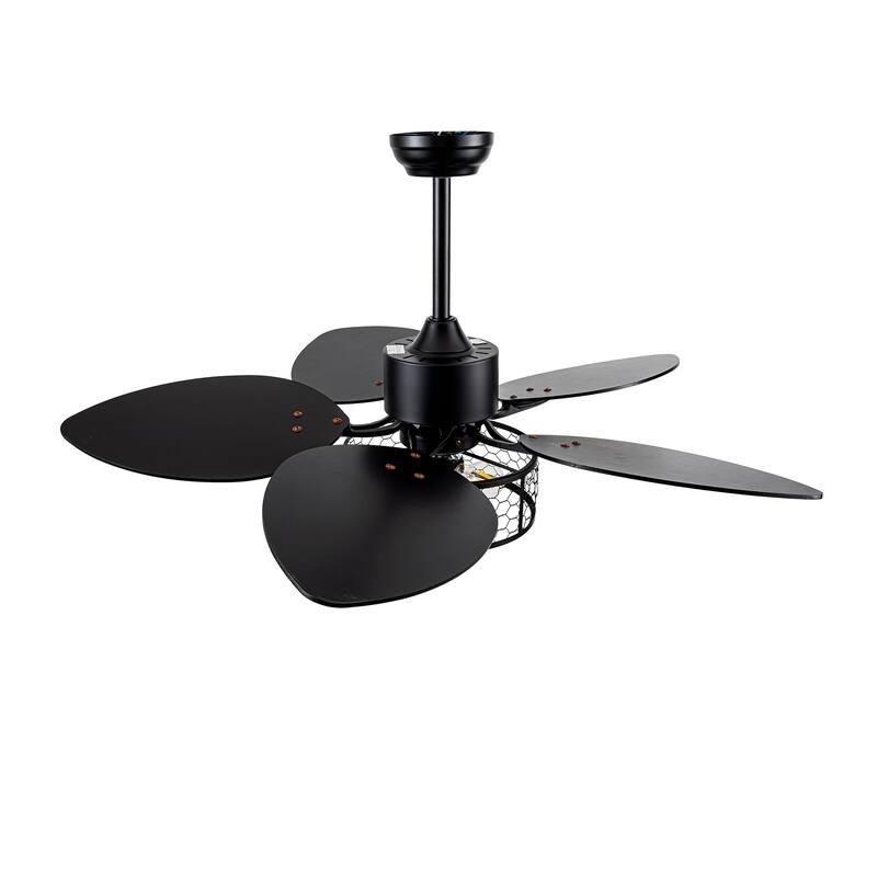 52" Farmhouse Style Wood Walnut Ceiling Fan With Lights and Remote Control, Dimmable LED Optional