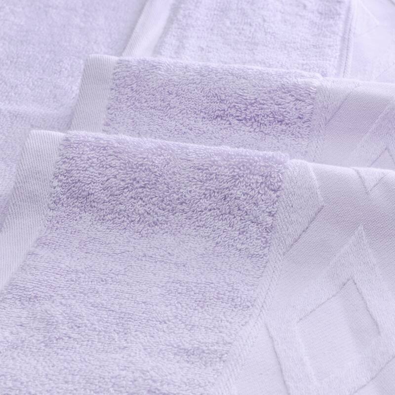 Solid Cotton Towels, 2 Piece Textured Bath Towel Set, Absorbent and Quicker Dry Large Towels for Bathroom 28" x 56" - Purple