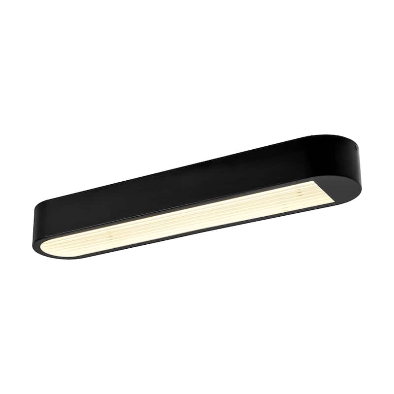 Rennnsan 25.6" 1-Light Modern Brass/Black Linear Bathroom Vanity Light with Ribbed Glass Shade