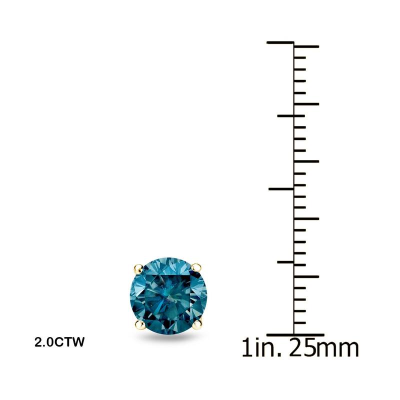 Auriya 1/4 to 2ctw Blue Diamond Stud Earrings 14k Yellow Gold (I1-I2) - 2