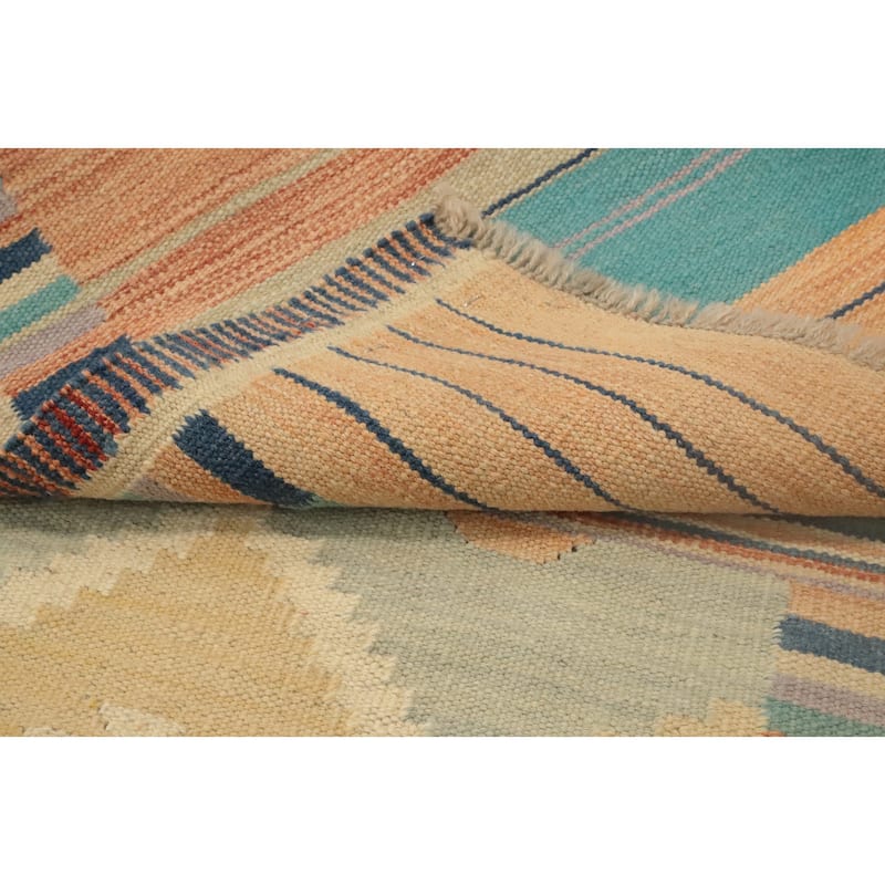 Hand Woven Oriental 100% Wool Carpet Southwestern Tribal Multi-Colored Kilim Area Rug - 4' 0'' X 2' 0''