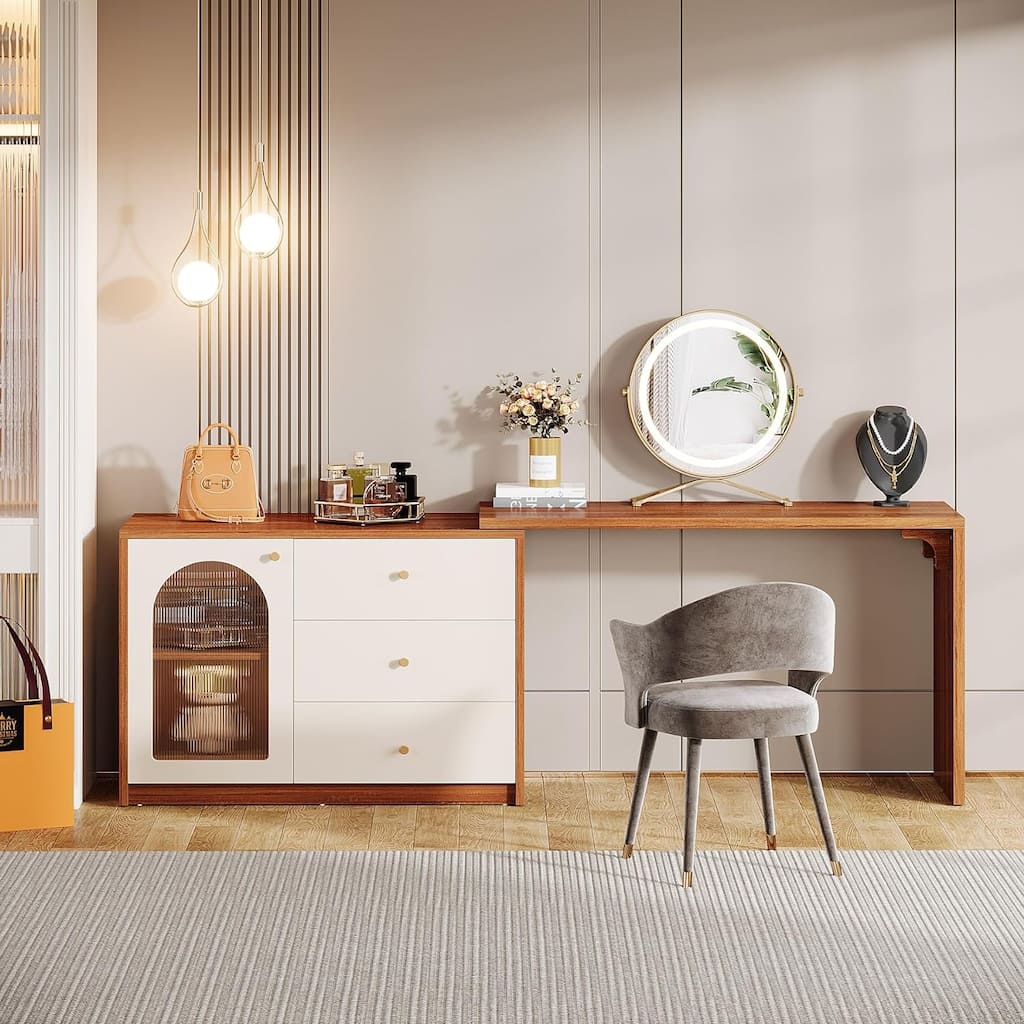 Retractable Makeup Vanity Vanity Desk Dressing Table for Bedroom