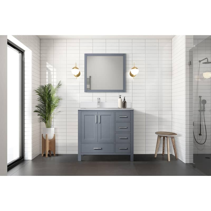 Jacques 36 in. Left Offset Dark Grey Bath Vanity & White Quartz Top