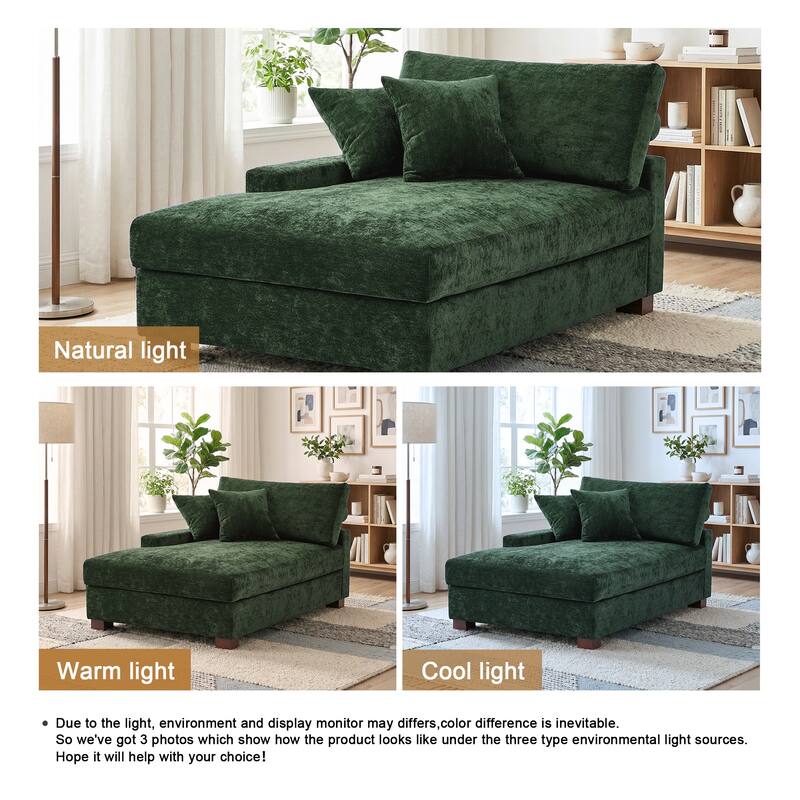 Oversized Chenille Modular Chaise Lounge With Deep Seat