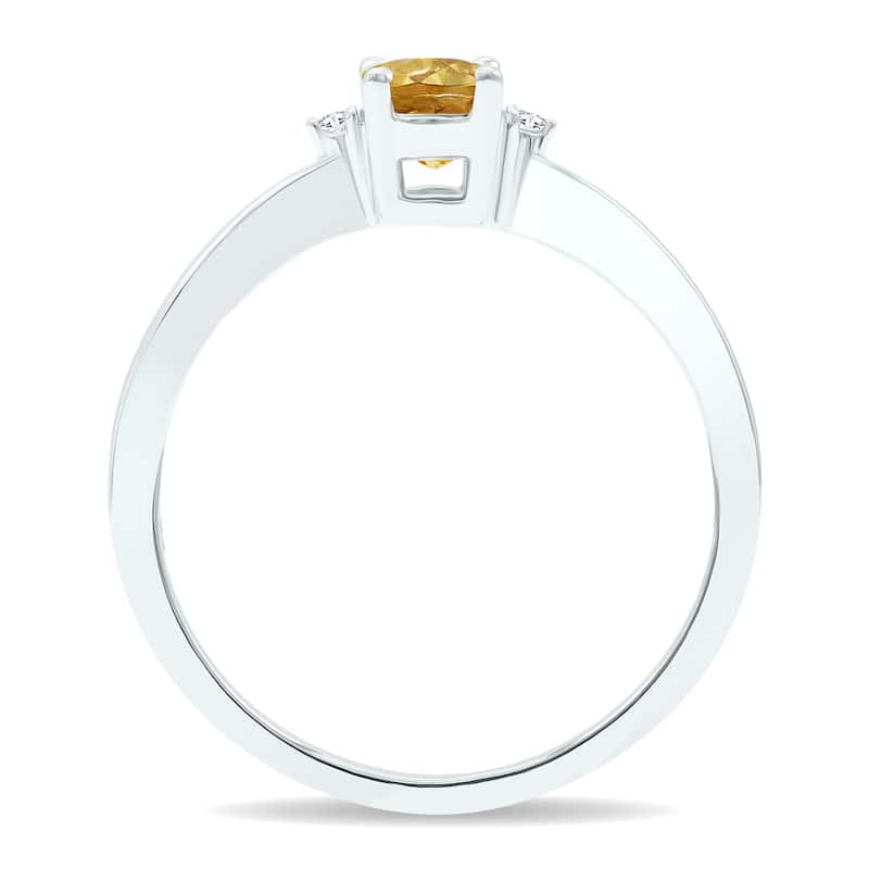 Women's Citrine and Diamond Classic Band in 10K White Gold