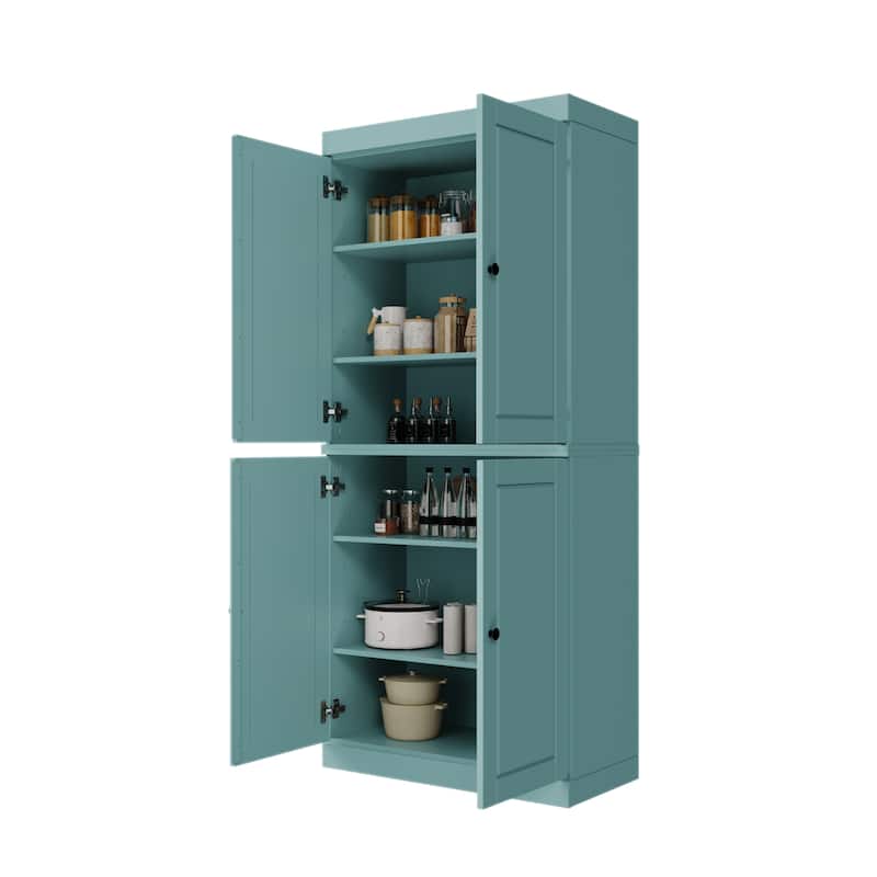 Palace Imports 100% Solid Wood Pantry Cabinet with Frosted, Clear Glass or Solid Doors and Adjustable Shelves