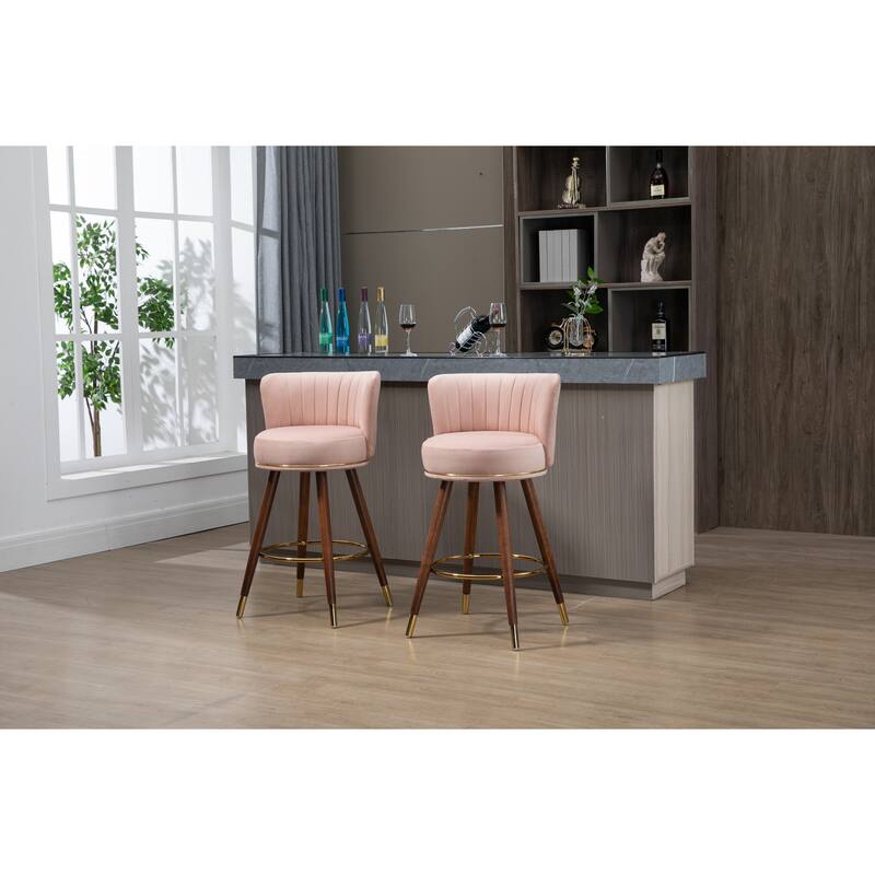 Counter Height Bar Stools Set of 2 for Kitchen Counter Solid Wood Legs