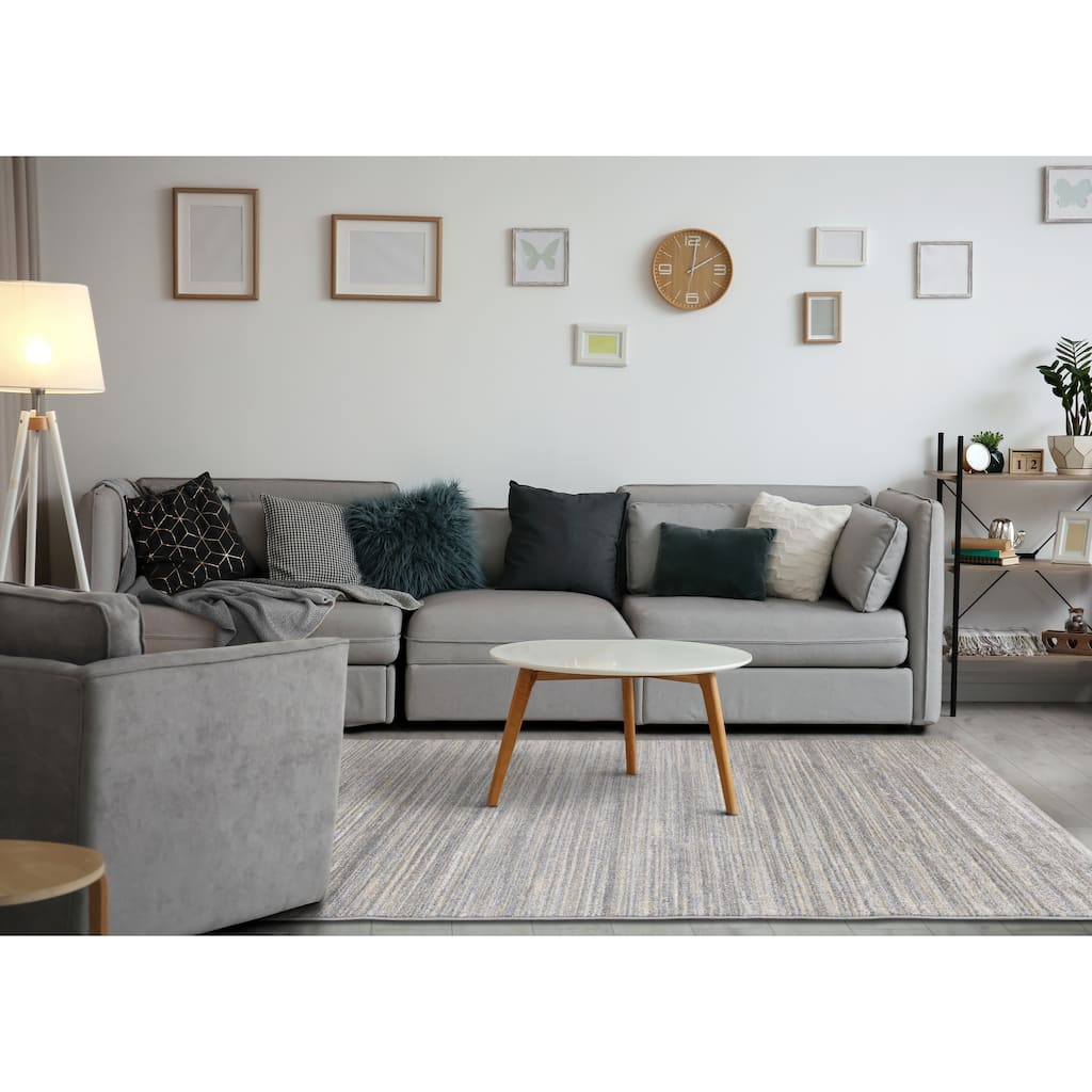 Dayton Collection - Grey/Cream/Beige Banded Rug