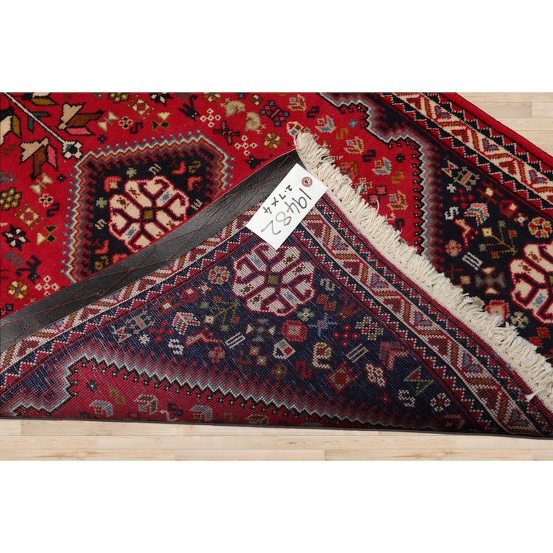 2'7''x4 Hand Knotted Wool Red Abadeh Traditional Rug - 2' 7'' x 4'