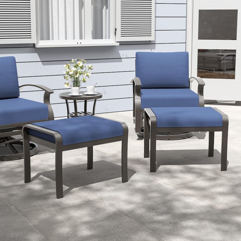 Aluminum Patio Furniture Set with FirePit Ottomans Swivel Chairs,Sectional Sofa with Thick Seat Cushions for Porch Garden