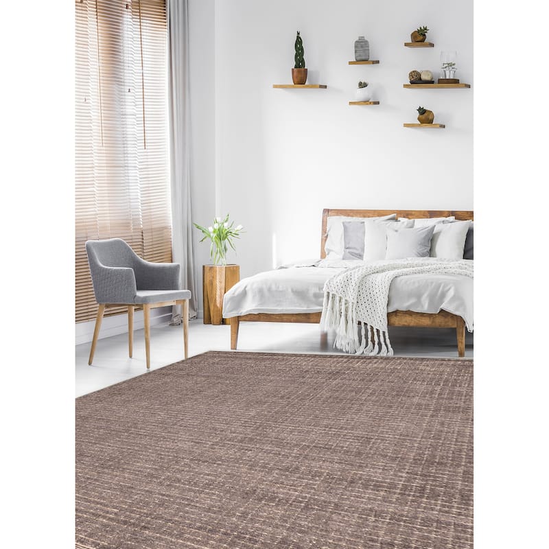 ECARPETGALLERY Hand Loomed Ananda Dark Grey Silk Rug - 8'6 x 11'6