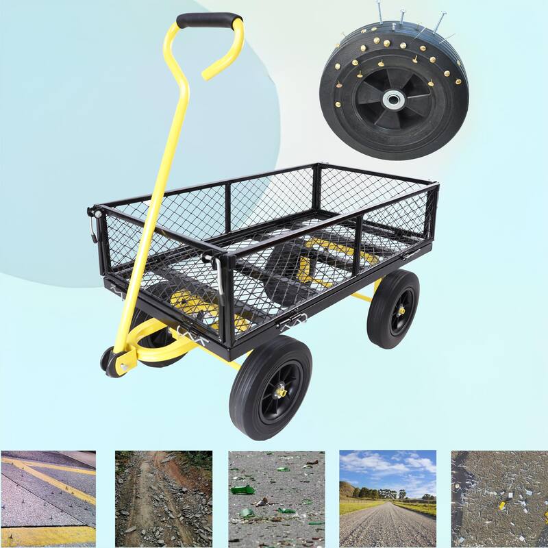 Anmytek Heavy Duty Steel Mesh Utility Wagon with Removable Sides 880 lbs Capacity Garden Cart